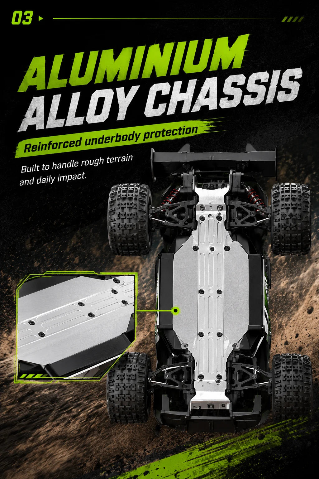 4WD Carbon Brush RC Off Road Car 35KM/H 2.4G Proportional Remote 80M Range Metal Differential Aluminum Alloy Chassis LED Headlight