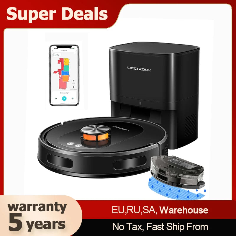 2026 Upgrade Liectroux T9 Robot Vacuum Cleaner Mop, LDS Navigation, 6500Pa, Multi-Floor Mapping, Carpet Boost, Anti-Tangle Brush