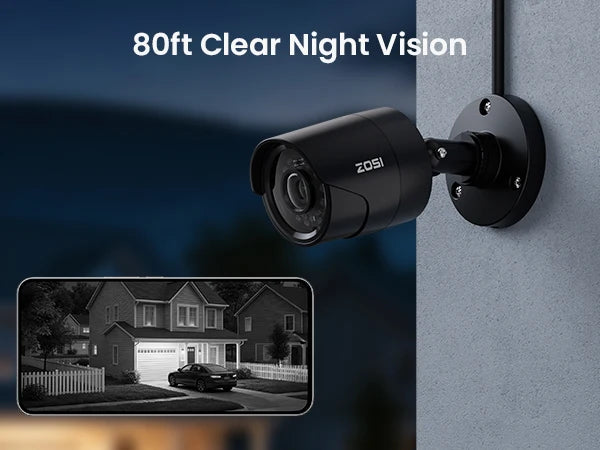 ZOSI 8CH 1080P Security Camera System 4-in-1 H.265+ DVR Outdoor IP66 Waterproof CCTV Cameras with IR Night Vision LEDs Home Surveillance System
