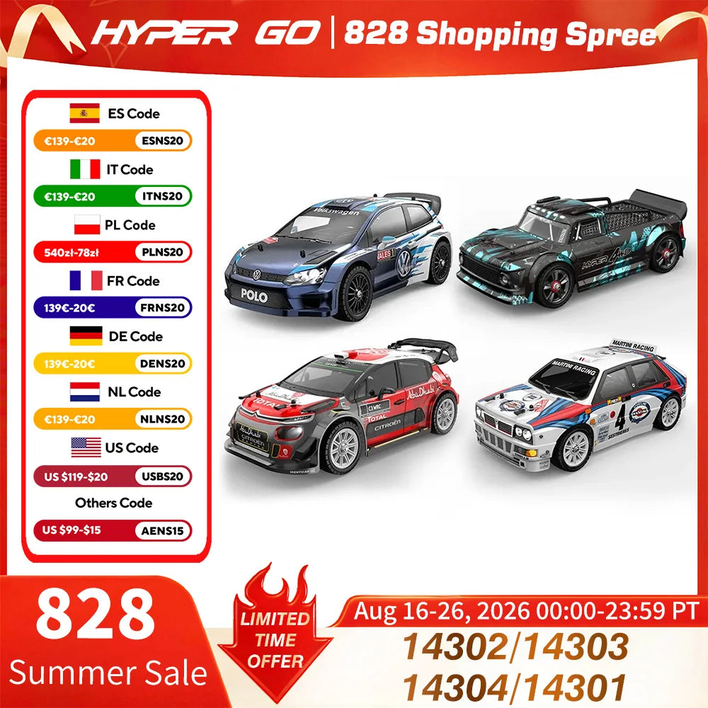 HYPER GO RC MJX 14304 14303 14302 High Speed Drift Car  With Gyroscope - Electric Toy for Kids Volkswagen Racing Gift