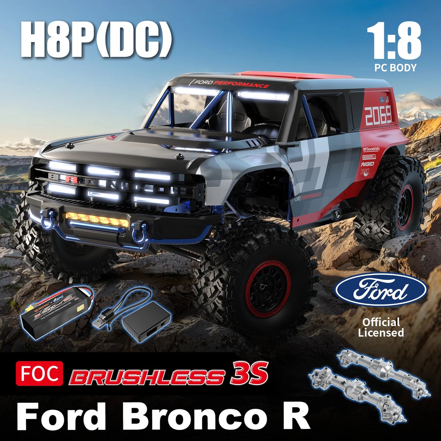 MJX HYPER GO H8P 1/8 Scale RC Car 3S Brushless RTR 4WD Off-Road Climbing Vehicle Simulation Remote Control Toys ﻿as Gift