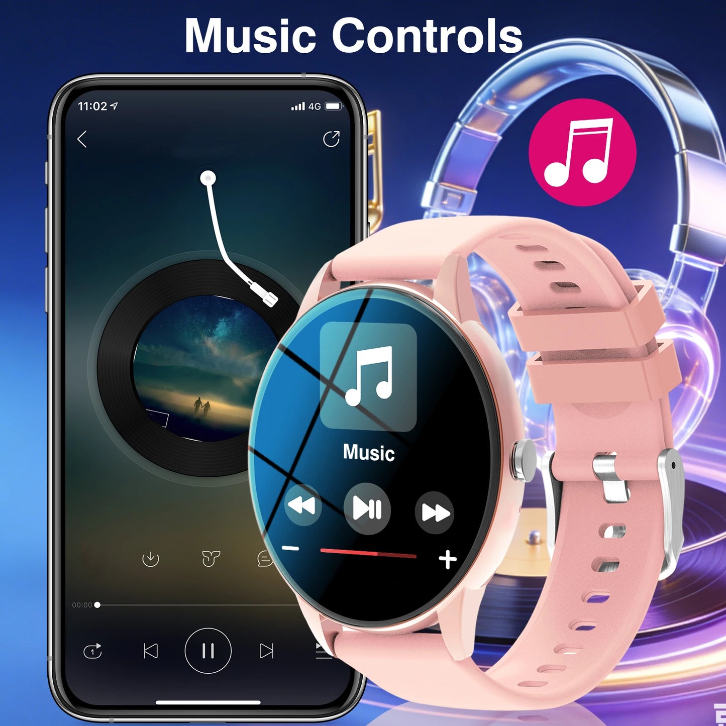 1.65-inch Full Screen Touch Sports Smartwatch with Wireless Call/message Reminder/multiple Sports Modes,music Playback,Compatible with Android&Iphone, Valentine'S Day/Christmas/New Year/Birthday Watch Gift, Suitable for Famil
