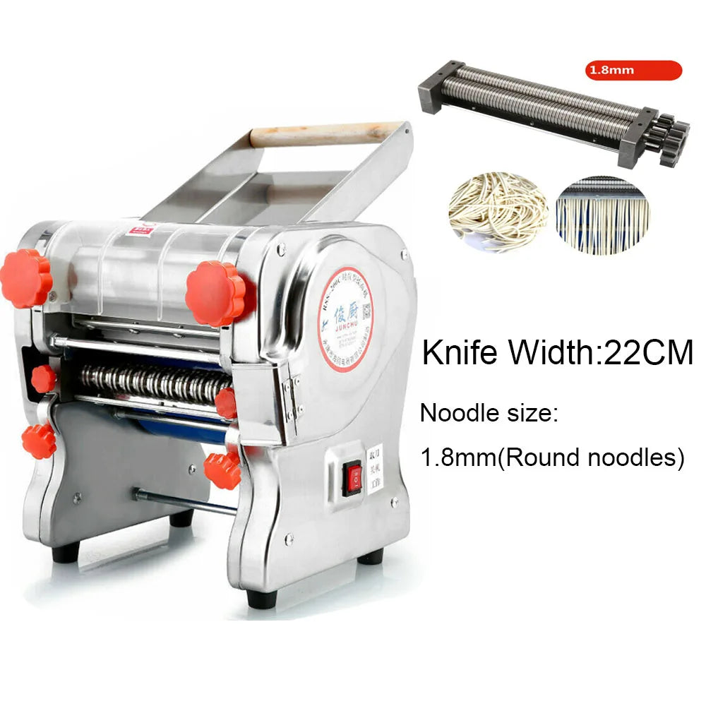550W Electric Noodle Press Machine Stainless Steel Desktop Pasta Dumpling Maker Commercial Dough Roller Kneading Noodle Machine