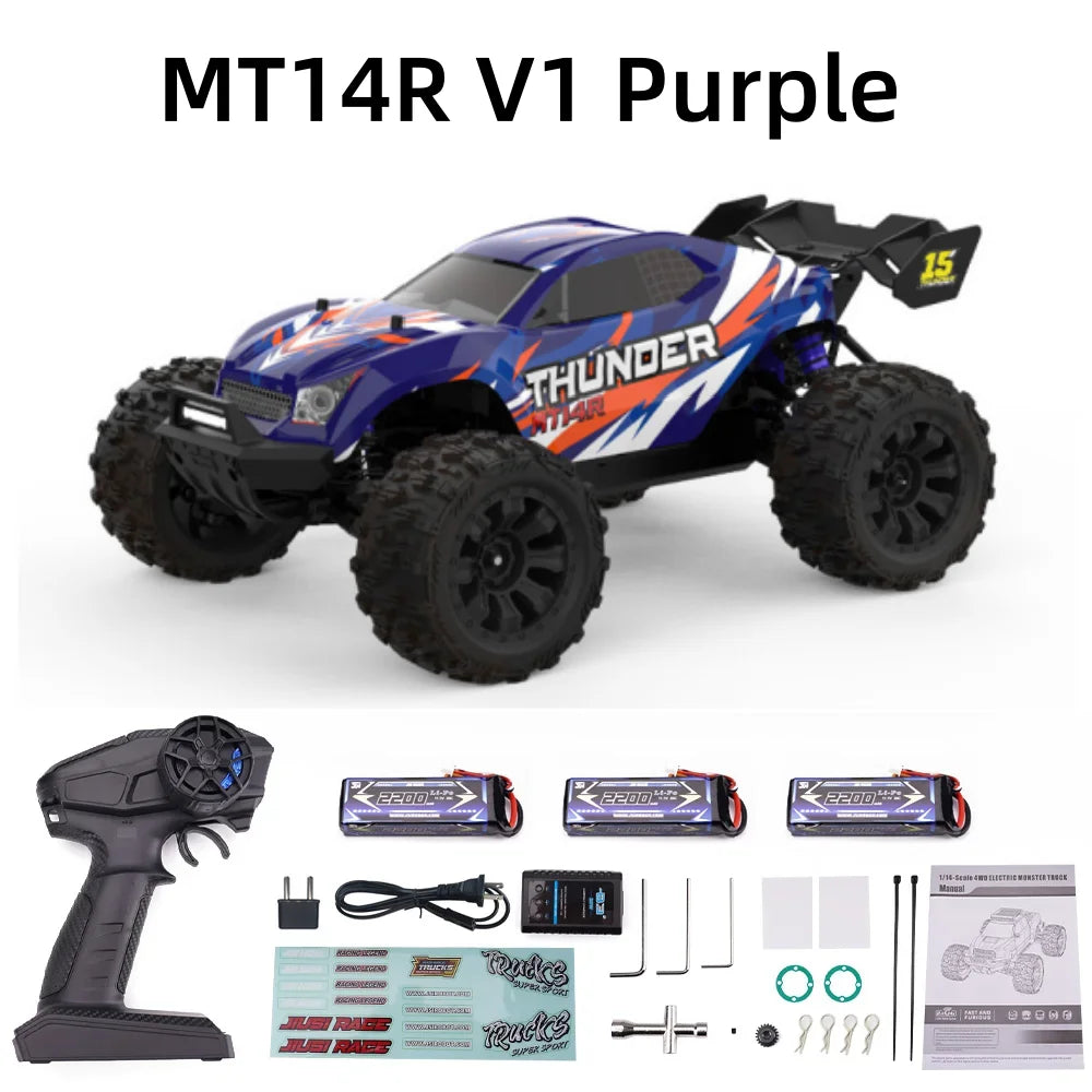 JIUSI PT14R/MT14R V1-V2 1/14 RC Brushless Racing Car 3S Battery 4WD 80km/h 35C High Speed Off-road RC Truck Toys as Gift