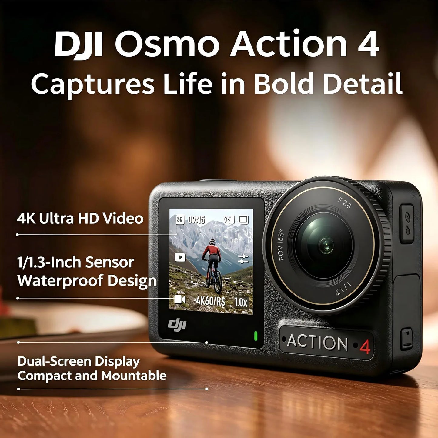 Open Box-DJI Osmo Action 4 Standard Combo Waterproof Action Camera 1/1.3" Sensor 4K/120fps Video Low-Light Imaging 10-bit D-Log M Vlogging Camera