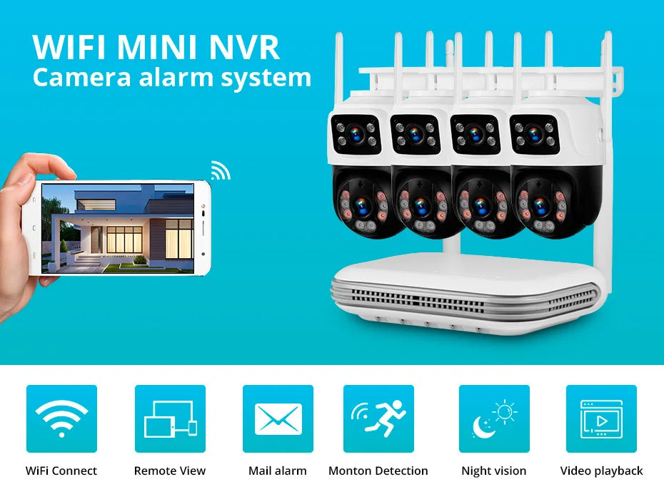 KERUI 6MP HD Dual Lens WIFI IP Camera 8CH NVR Wireless Home Security Camera System Kit Surveillance CCTV Night Vision