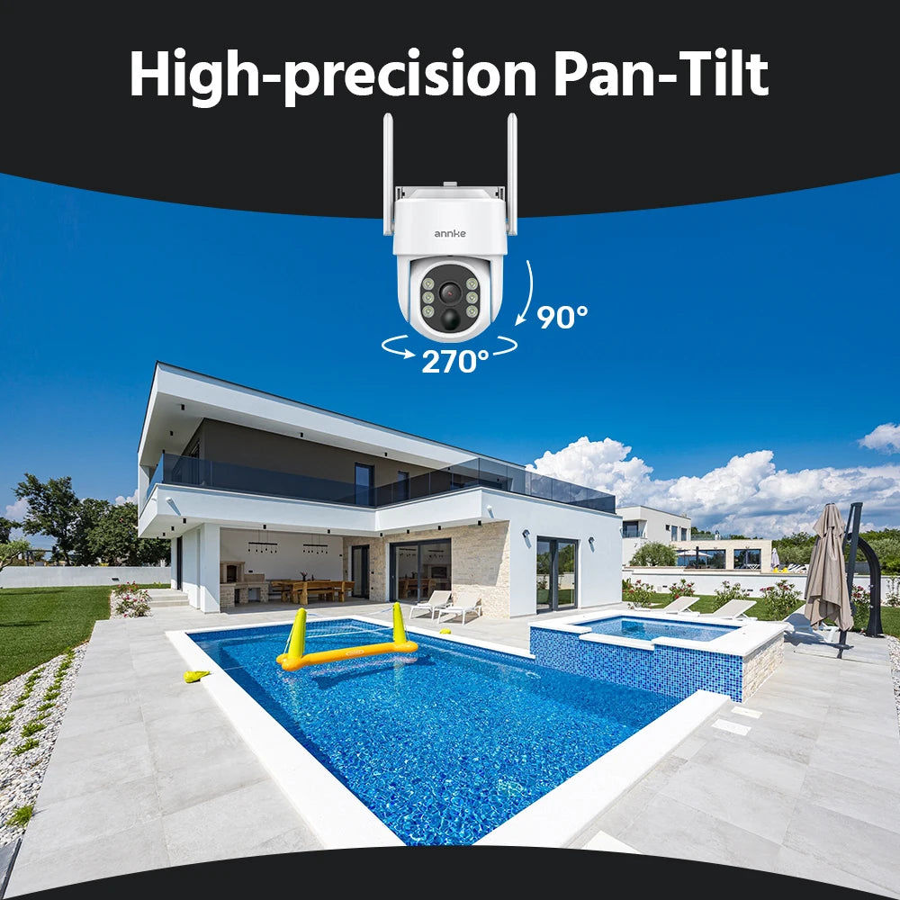 ANNKE Wireless Solar Security System – 10CH 12inch 8MP NVR 4MP PT Camera, Dual-Light Full-Color Night Vision, PIR+AI Human Detection, Two-Way Audio, APP Alerts & Alexa Compatible