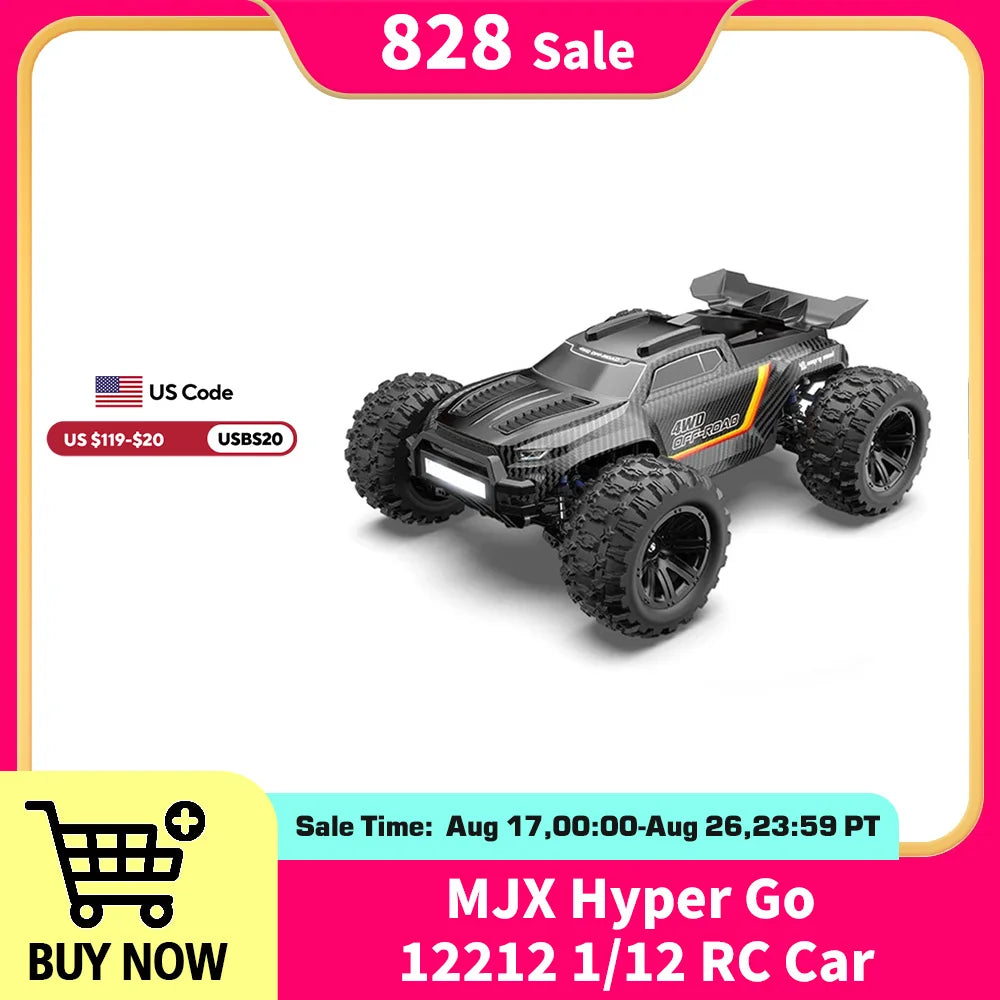 MJX Hyper Go 12212 1/12 Brushless RC Car 4WD 58KM/H High-Speed Off- Road Monster Truck 2.4G Remote Control Car Toys As Gift