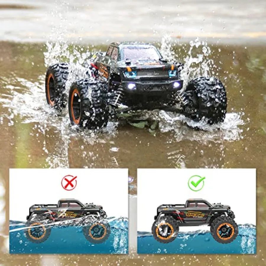 Remote Control Car 16889, 1:16 Scale 2.4GHz RC Cars 4x4 Off Road Trucks, Waterproof RTR RC Monster Truck 36KM/H, Toys for and A