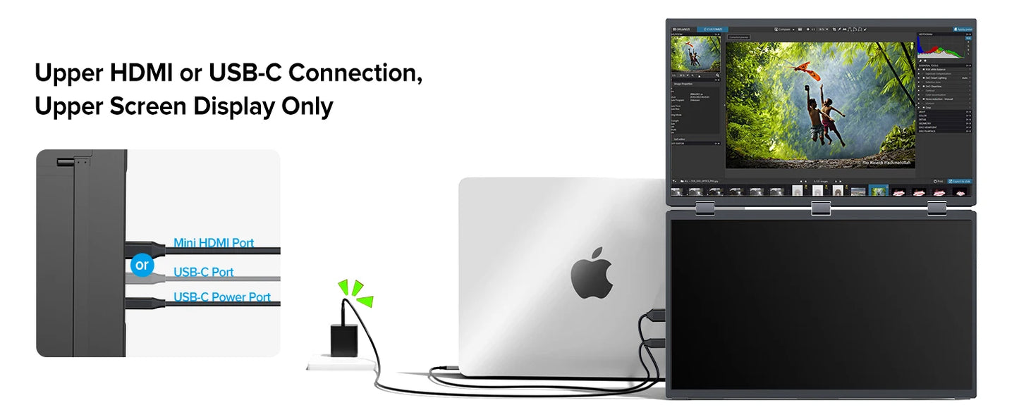 UPERFECT Delta 100HZ Dual Portable Monitor 18.5' 1080P FHD IPS Folding Stacked Triple Laptop Screen Extender USB-C Plug & Play Travel Extended Computer Display For Laptop PC Windows Mac W/Stand & VESA Mountable