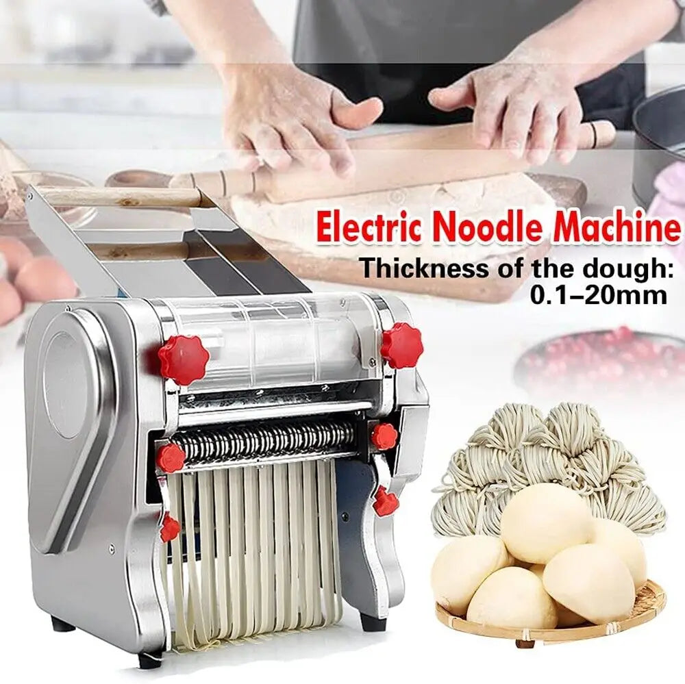 550W Electric Noodle Press Machine Stainless Steel Desktop Pasta Dumpling Maker Commercial Dough Roller Kneading Noodle Machine