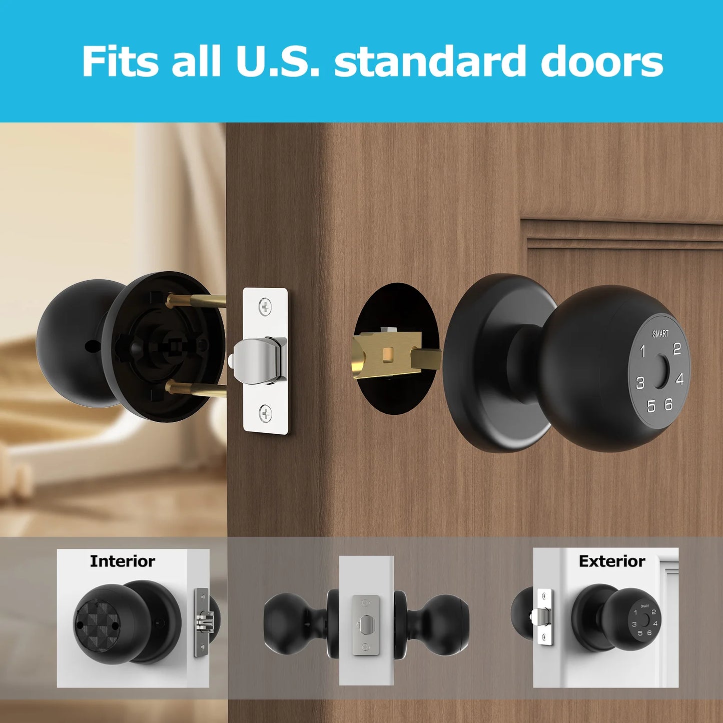 Viladepot Ball Shaped Smart Lock Fingerprint Door Lock App Control Passcode Unlock Electronic Touchscreen Keypad Indoor