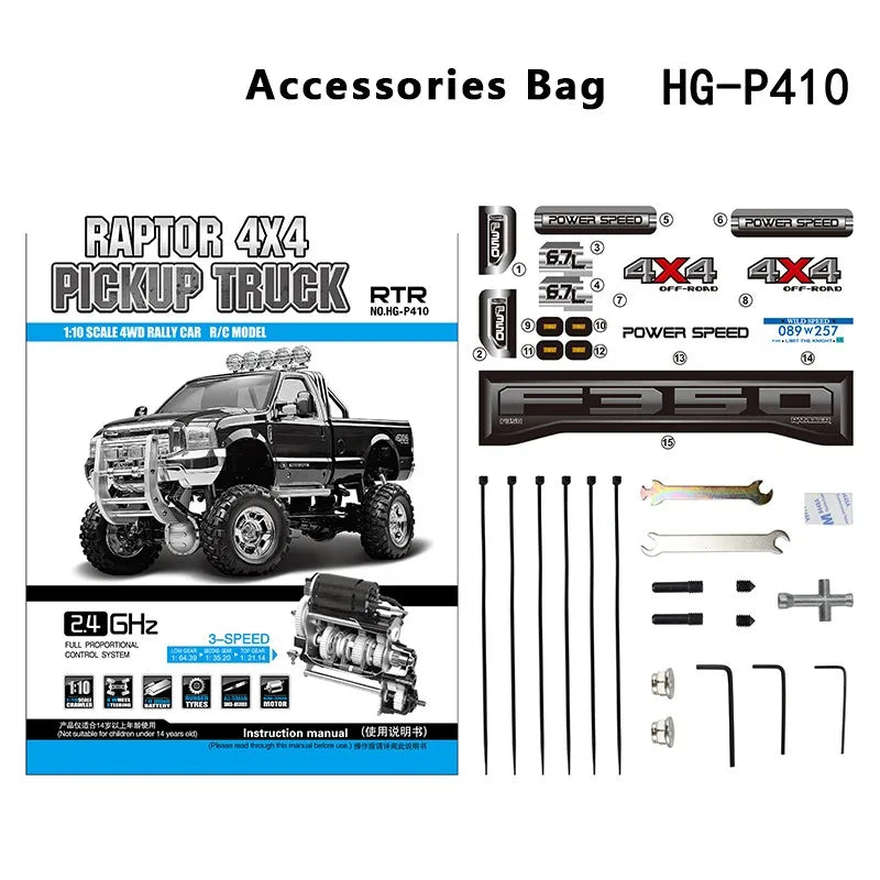 US Stock HG P410 1/10 4x4 RC Pickup Rally Car Racing Crawler 2.4G Radio Motor ESC Black Edition Toy Vehicle TH16938