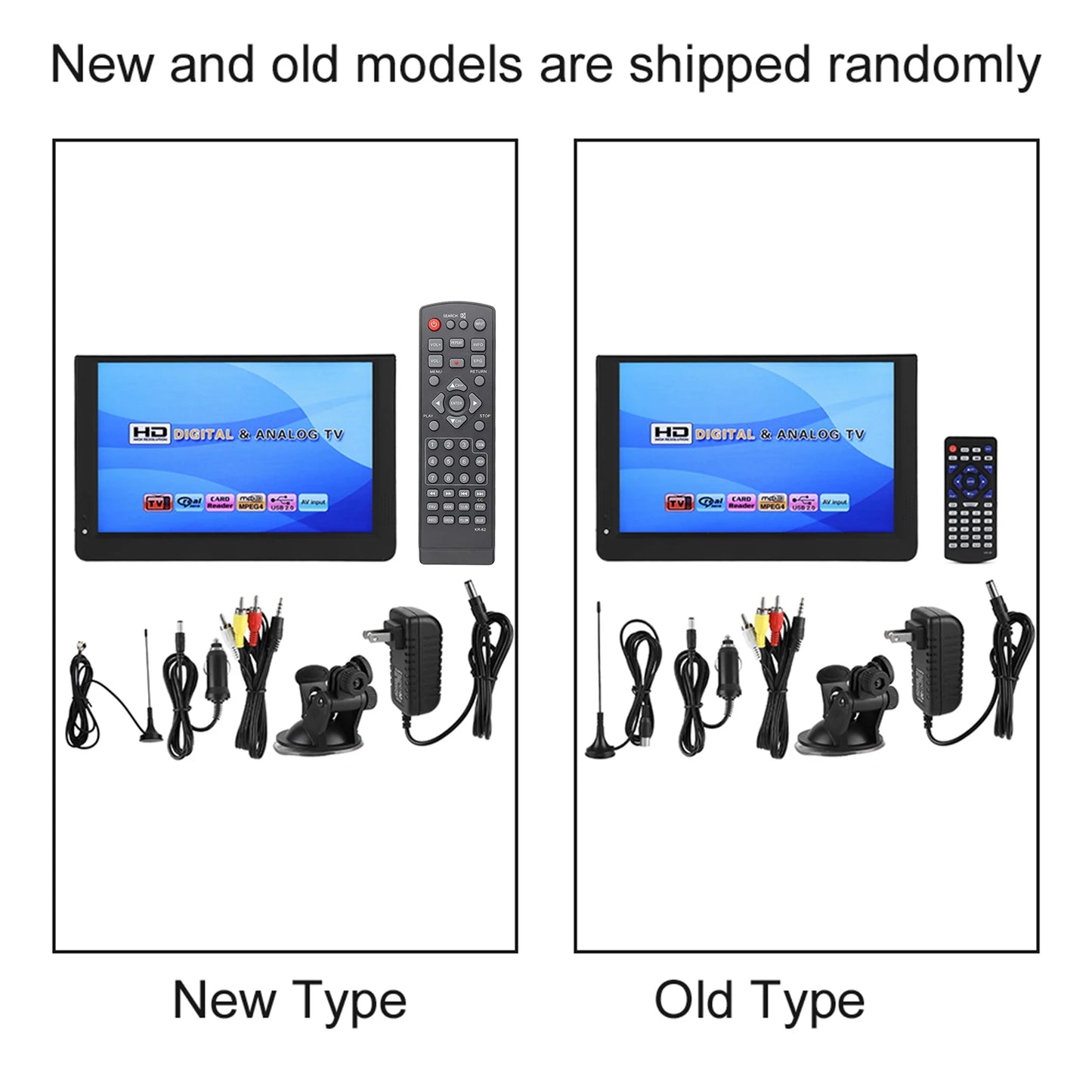 Car Digital TV 12in Color Screen 1080P Car Digital TV ATV/UHF/VHF Stereo Surrounding Car Television Car Television Portable TV