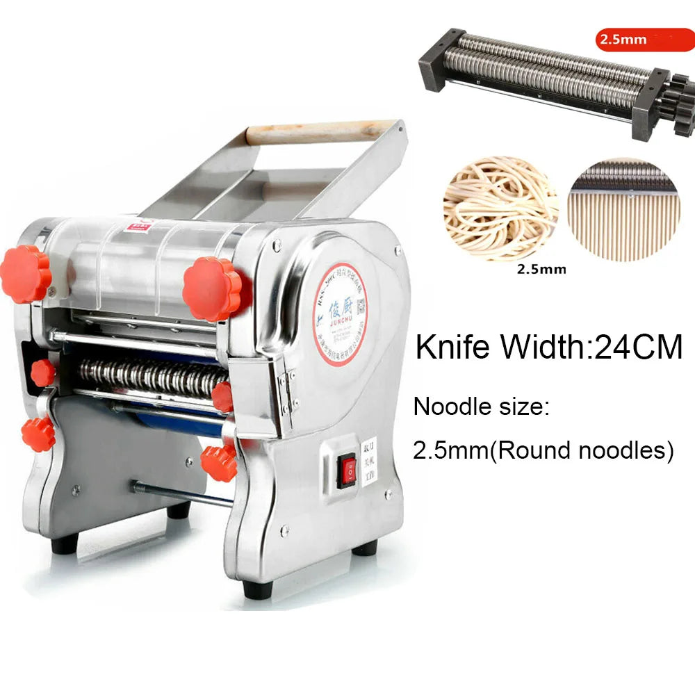 550W Electric Noodle Press Machine Stainless Steel Desktop Pasta Dumpling Maker Commercial Dough Roller Kneading Noodle Machine