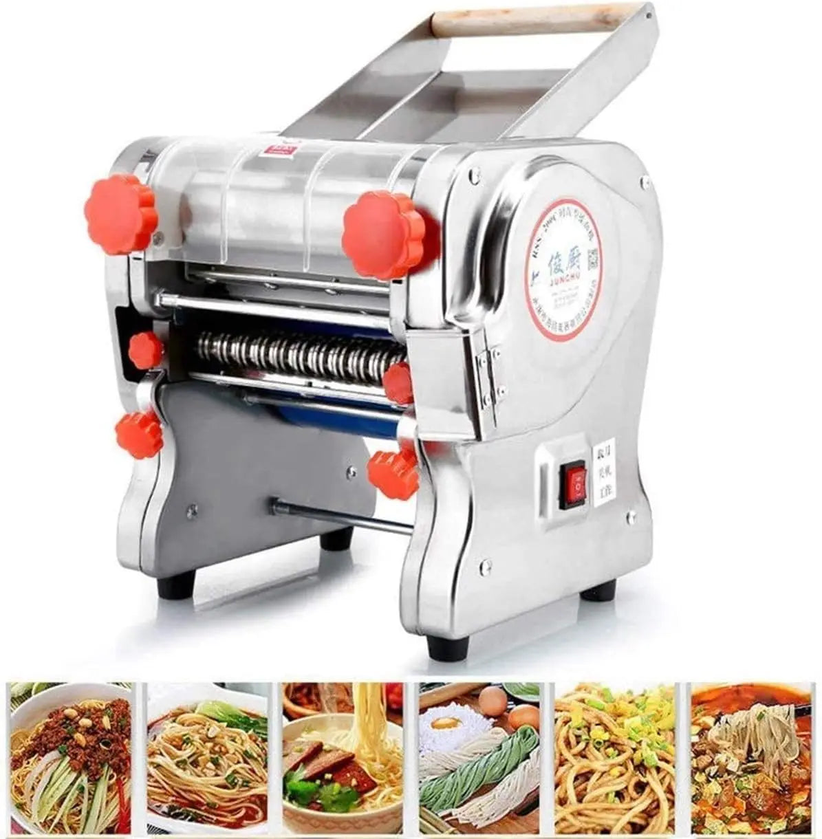 550W Electric Noodle Press Machine Stainless Steel Desktop Pasta Dumpling Maker Commercial Dough Roller Kneading Noodle Machine