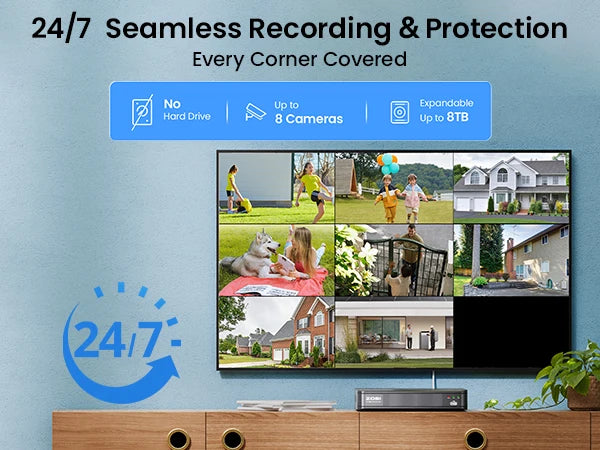ZOSI 8CH 1080P Security Camera System 4-in-1 H.265+ DVR Outdoor IP66 Waterproof CCTV Cameras with IR Night Vision LEDs Home Surveillance System