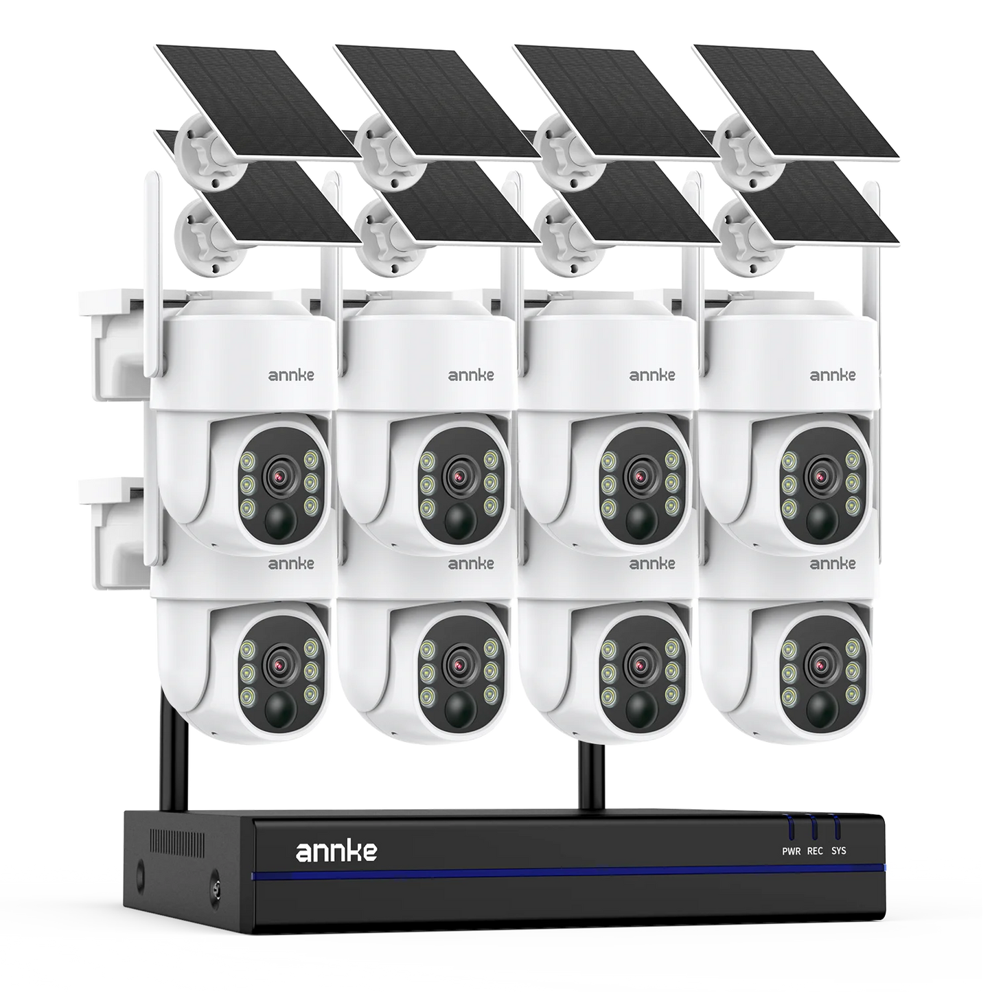 Annke 4MP Wireless PT Solar Camera 16CH NVR 2.4G&5.8G dual-band Security Camera Solar Built-in Battery wireless camera system