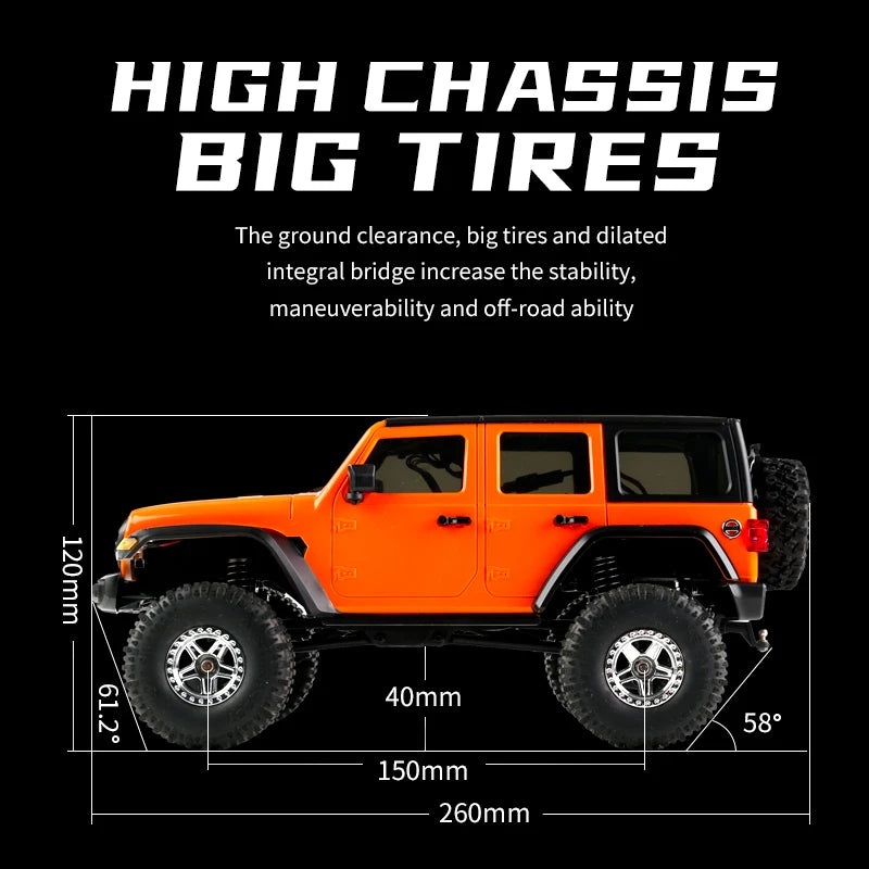 1/18 Scale RC Car C8801 RC Model 2.4G 4WD Simulation Off-Road Crawler Climbing Remote Control Truck with LED Lights Toys