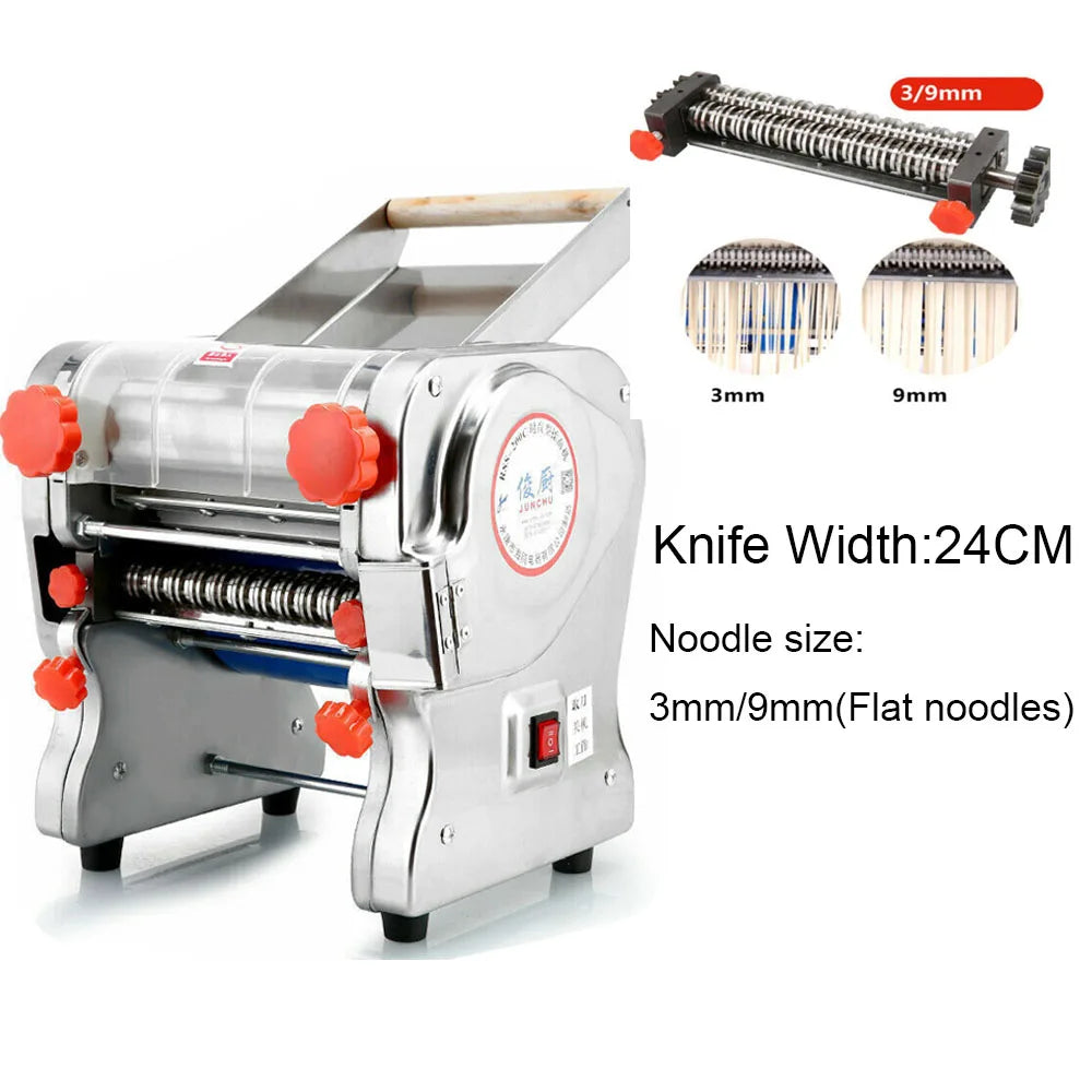 550W Electric Noodle Press Machine Stainless Steel Desktop Pasta Dumpling Maker Commercial Dough Roller Kneading Noodle Machine