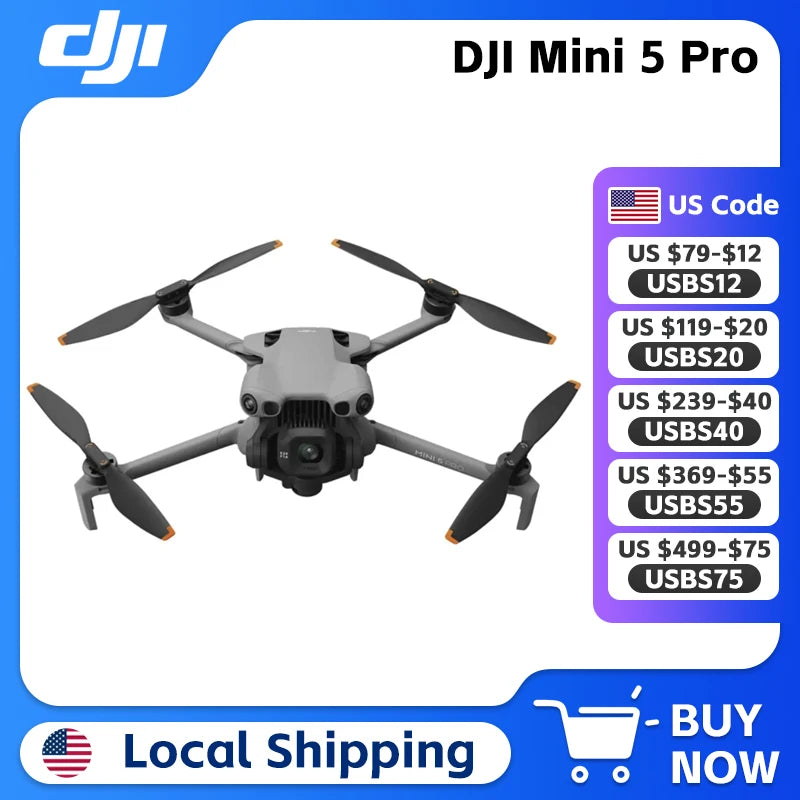 DJI Mini 5 Pro 1-Inch Large CMOS Camera Nightscape Omnidirectional Obstacle Sensing Lightweight and Portable