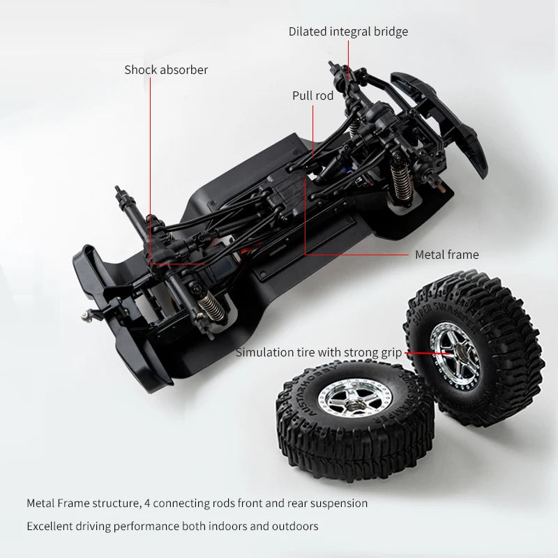 1/18 Scale RC Car C8801 RC Model 2.4G 4WD Simulation Off-Road Crawler Climbing Remote Control Truck with LED Lights Toys