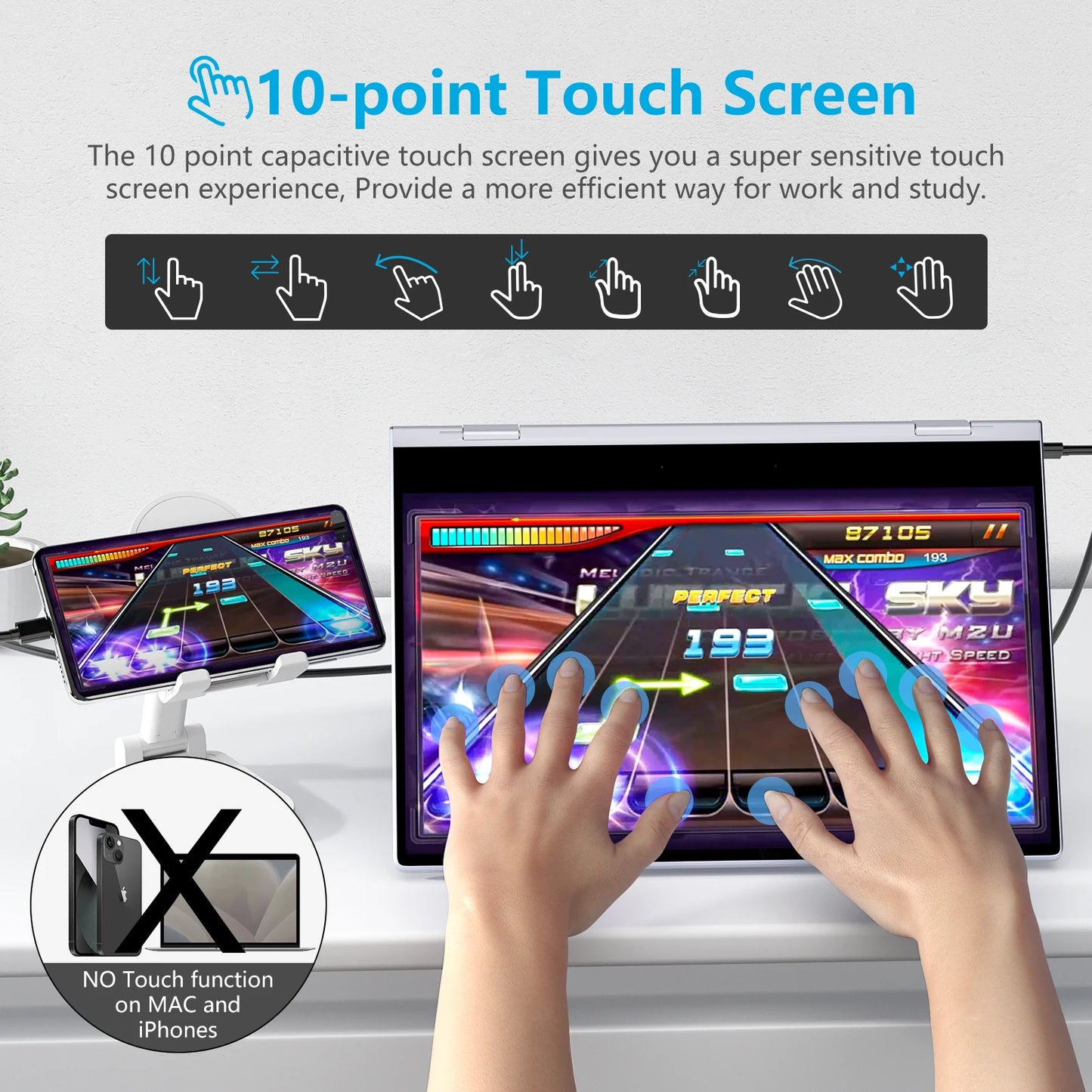 Dopesplay 14.1inch Portable Touchscreen Monitor with Keyboard & Battery 1080P IPS Screen Extender for Phone Gaming MAC Mini PC