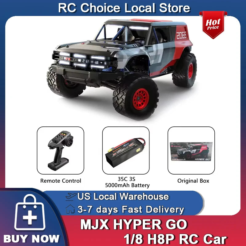 MJX HYPER GO H8P 1/8 Scale RC Car 3S Brushless RTR 4WD Off-Road Climbing Vehicle Simulation Remote Control Toys ﻿as Gift