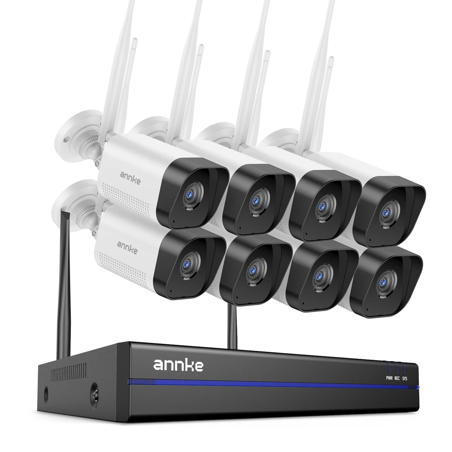 ANNKE WiFi Video Surveillance System with 5MP NVR 3MP IP Cameras Audio Recording Security Cameras AI Detection CCTV Cameras Kit