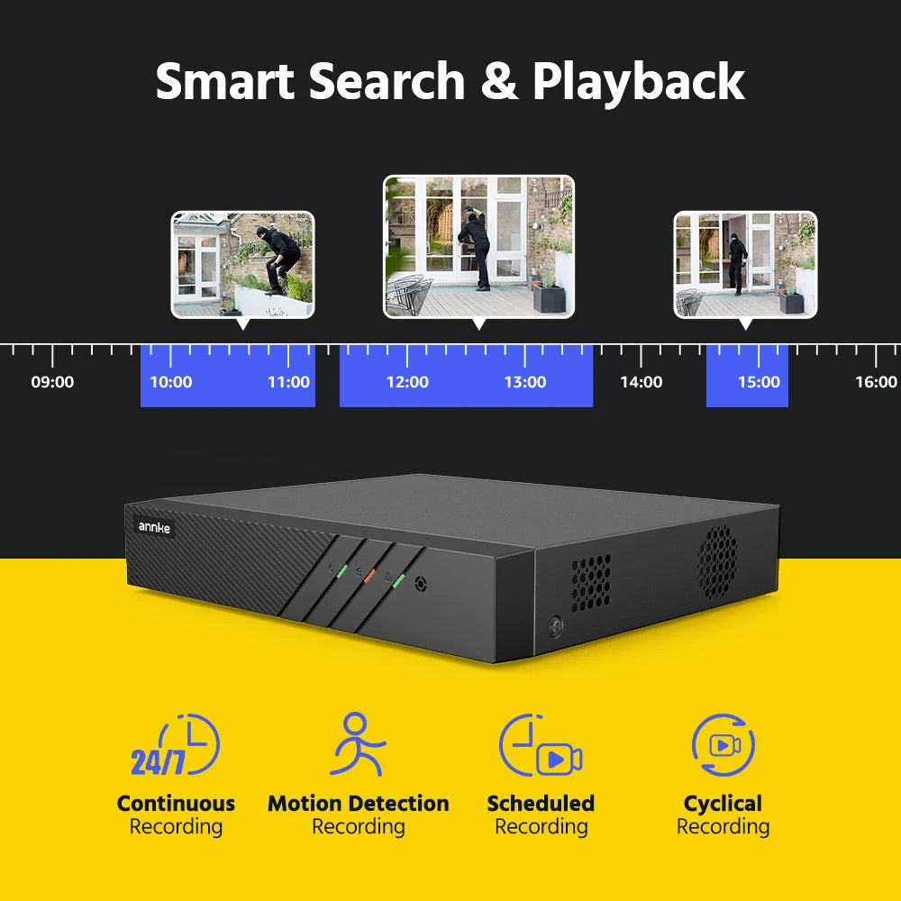ANNKE 8Channel PoE Network Wired Surveillance System Kit with 3K 5MP Dual‑Light IP Cameras Smart Human/Vehicle Detection Two‑Way Audio Intercom H.265+ White Light & Audio Alarms, IP67 Weatherproof – Plug‑and‑Play fo