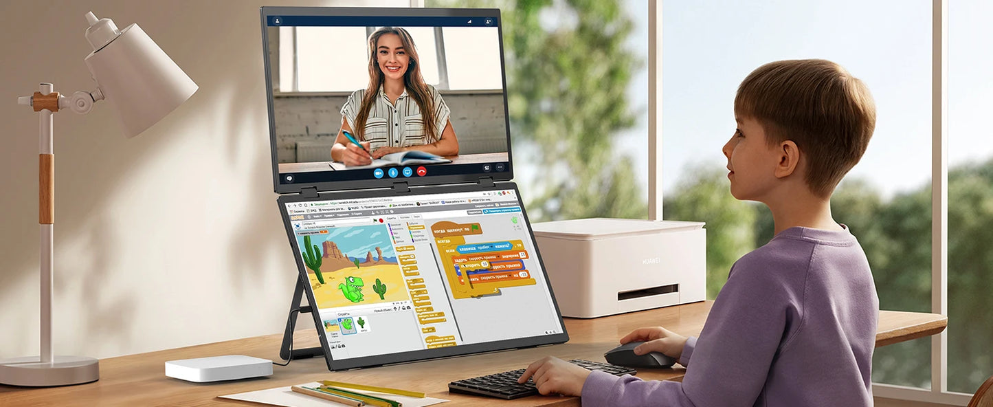 UPERFECT Delta 100HZ Dual Portable Monitor 18.5' 1080P FHD IPS Folding Stacked Triple Laptop Screen Extender USB-C Plug & Play Travel Extended Computer Display For Laptop PC Windows Mac W/Stand & VESA Mountable