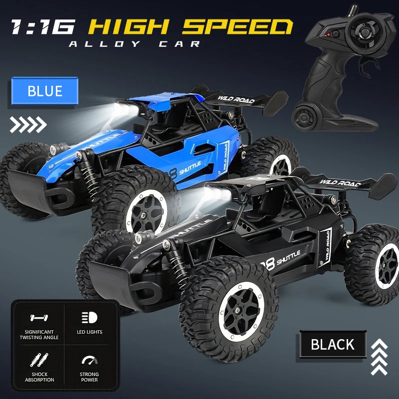 ZNLYRION 1:16 Alloy RC Off Road Car 2.4G Wireless Remote Control High Speed Buggy With LED Light Shock Absorber Kids Toy Racing Vehicle