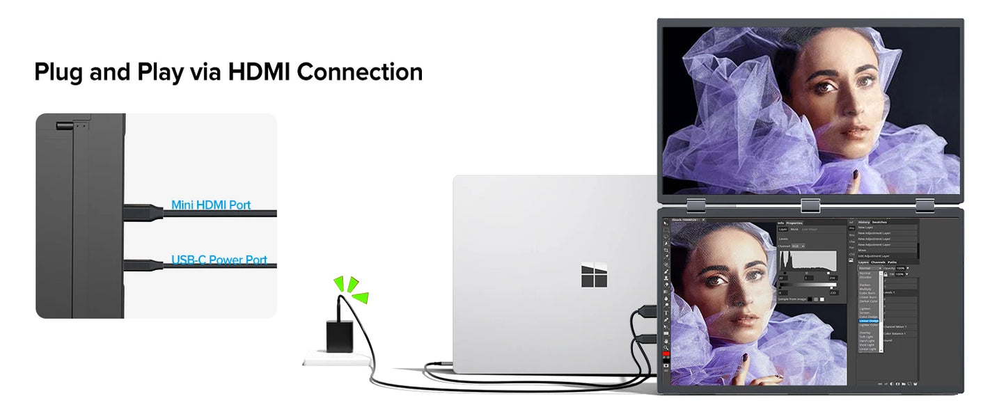 UPERFECT Delta 100HZ Dual Portable Monitor 18.5' 1080P FHD IPS Folding Stacked Triple Laptop Screen Extender USB-C Plug & Play Travel Extended Computer Display For Laptop PC Windows Mac W/Stand & VESA Mountable