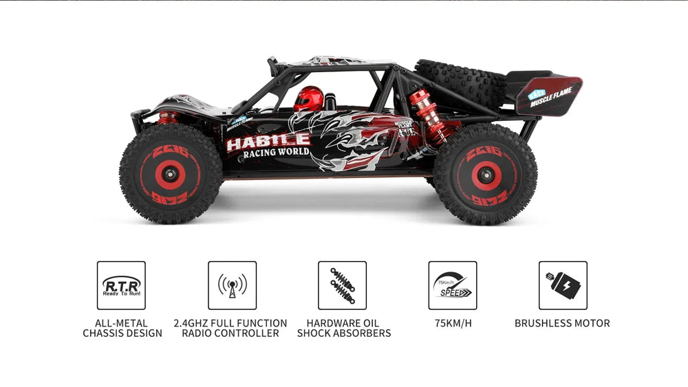 WLtoys 124016 124017 RC Car 75km/h High Speed Remote Control Crawler 2.4G Electric 4WD Off-Road Drift Climbing Racing Vehicle Toys Brushless Motor