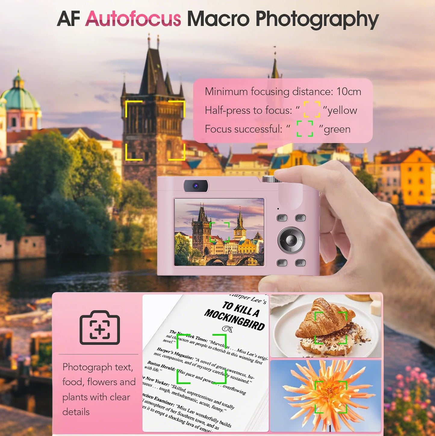 4K30FPS Digital Camera with Autofocus | 48MP Ultra-Compact Vlogging Camera for Photography | 16X Digital Zoom & Image Stabilization | Includes 32GB Micro SD Card & 2x 1200mAh Batteries | Perfect for Beginners