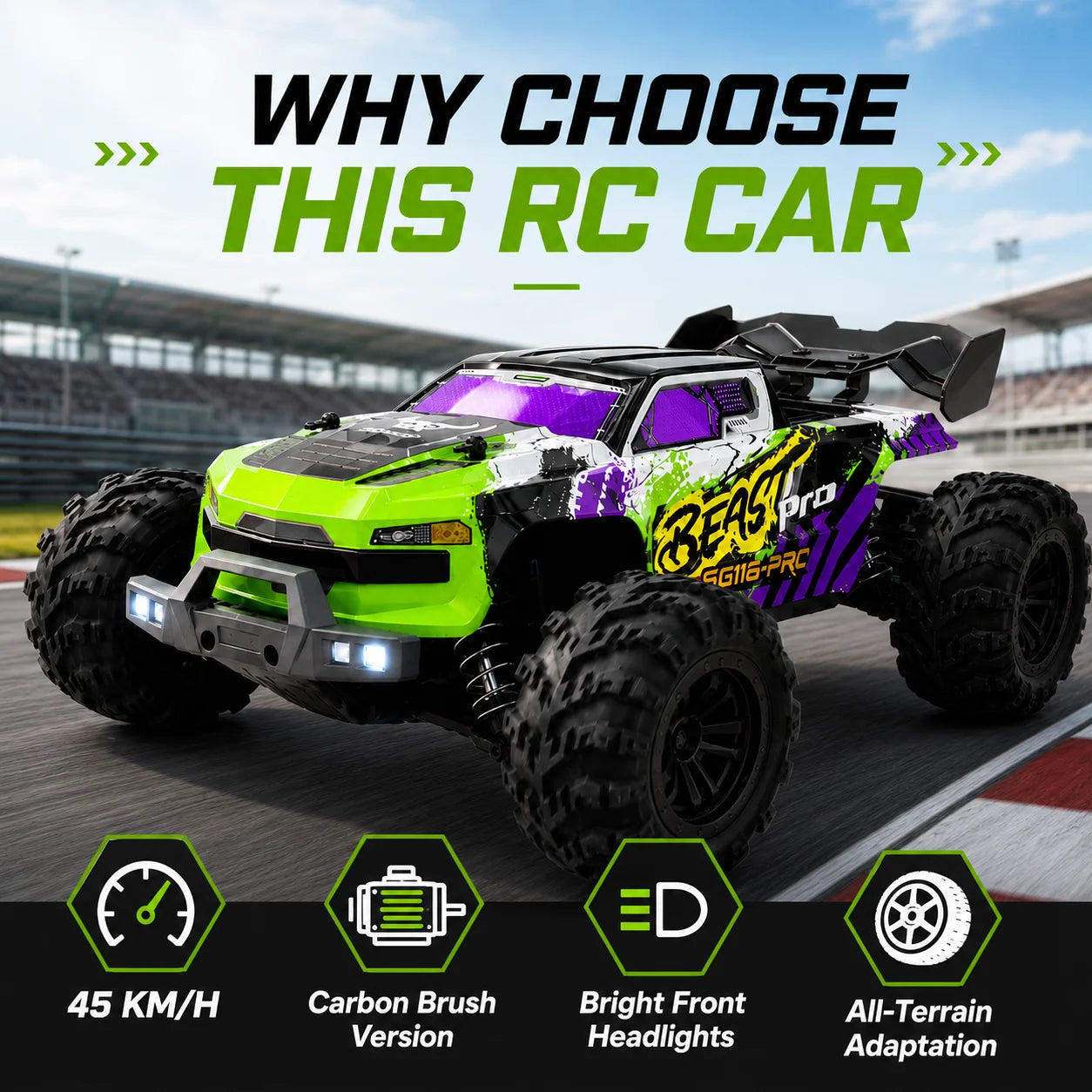 ZNLYRION RC Buggy 1:16 4 Wheel Drive Off-Road SG116MAX PRO Vehicle Optional Brushless Motor Anti-Slip Tire Remote Control Racing Truck