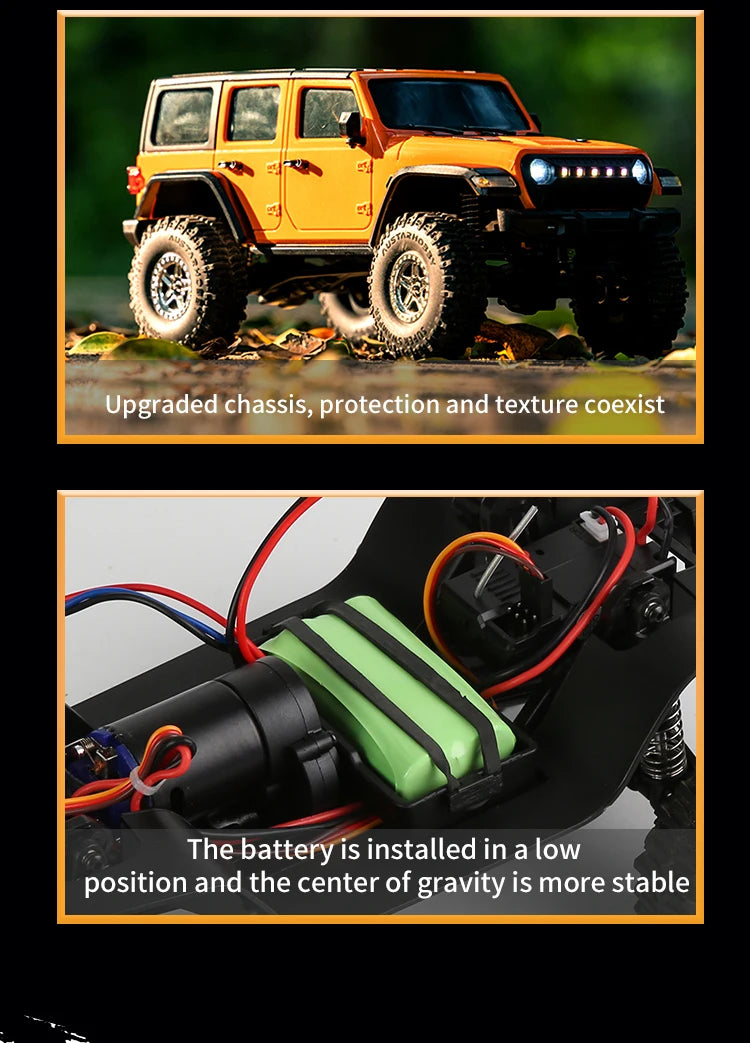 1/18 Scale RC Car C8801 RC Model 2.4G 4WD Simulation Off-Road Crawler Climbing Remote Control Truck with LED Lights Toys