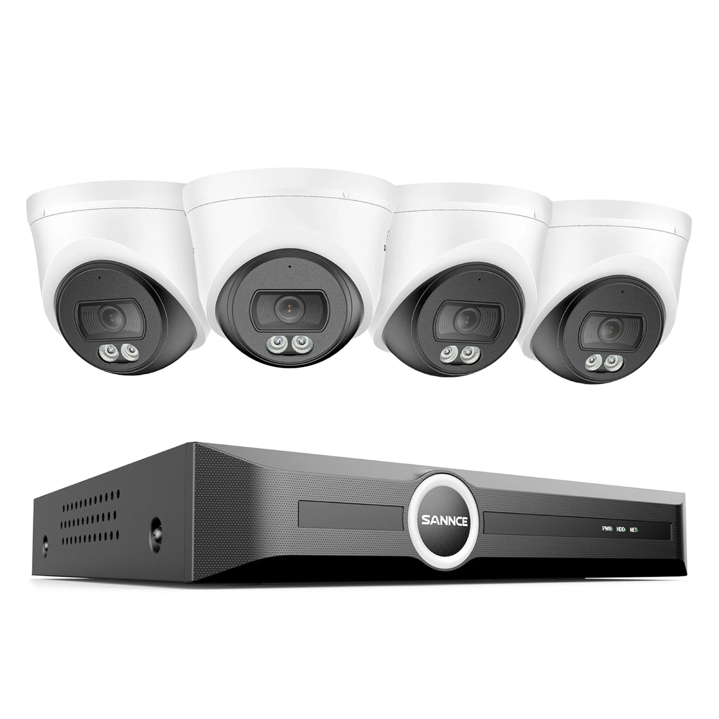 SANNCE 8MP PoE Security Camera Outdoor,8CH NVR with 2.8mm 4k home surveillance cameras ,H.265 Two-Way Audio,AI Human Vehicle Detection ,128° Dual Light Night Vision CCTV Surveillance Camera ONVIF