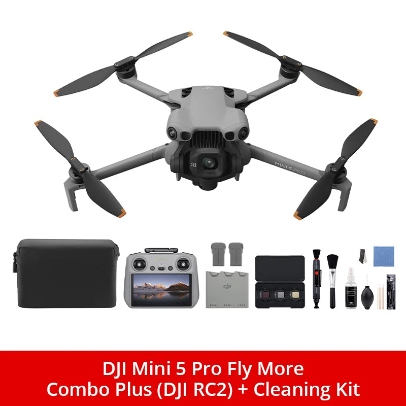 DJI Mini 5 Pro Fly More Combo Plus FPV Drone With Camera Strobe Light & Charger & Cleaning Kit Mini Drones 4k Professional Omnidirectional Obstacle Sensing ActiveTrack