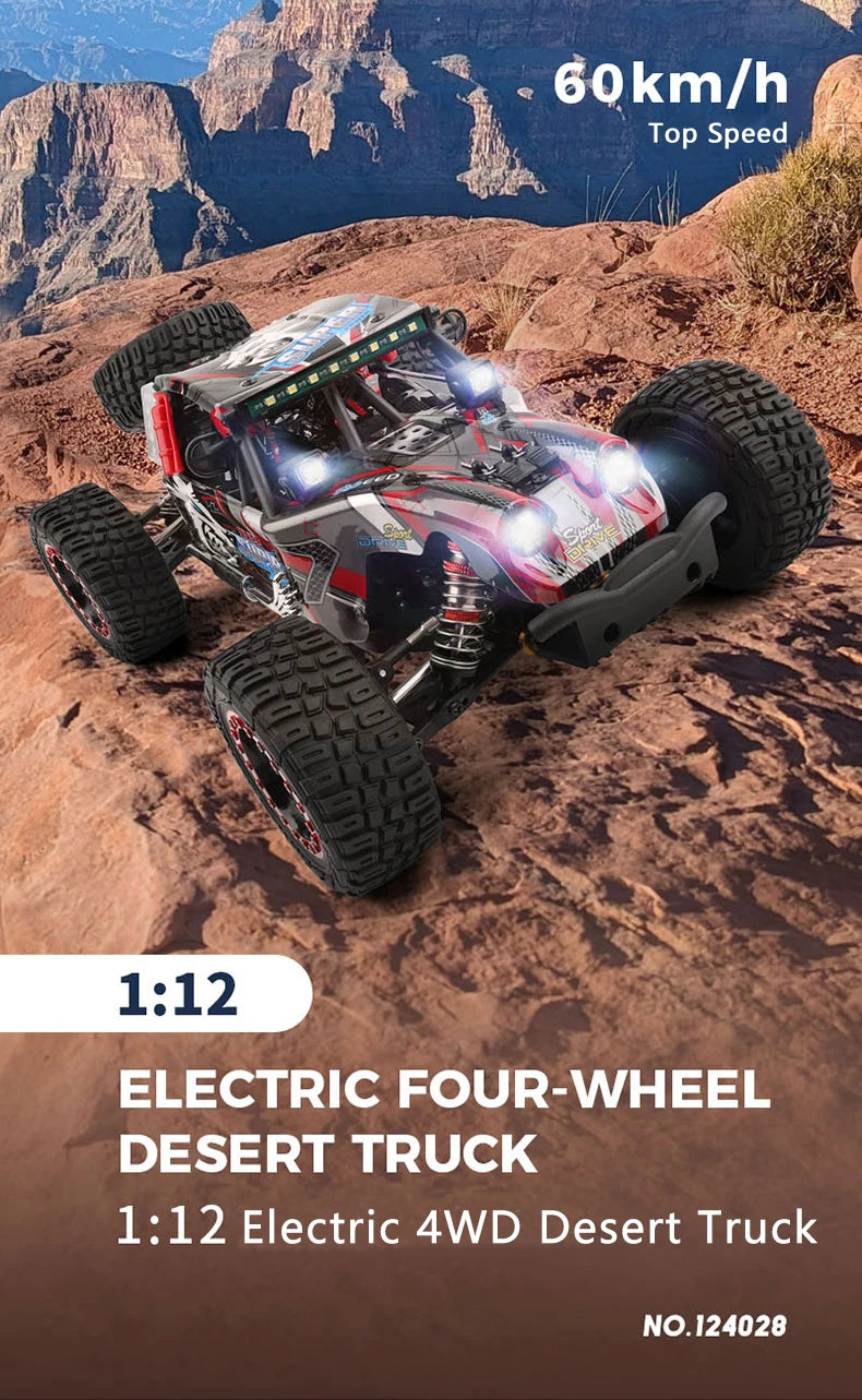 WLtoys 1/12 124028 RC Car 60KM/H High Speed 4WD Brushless Remote Control Vehicle 4x4 Off-road Crawler Model Toys for Adults