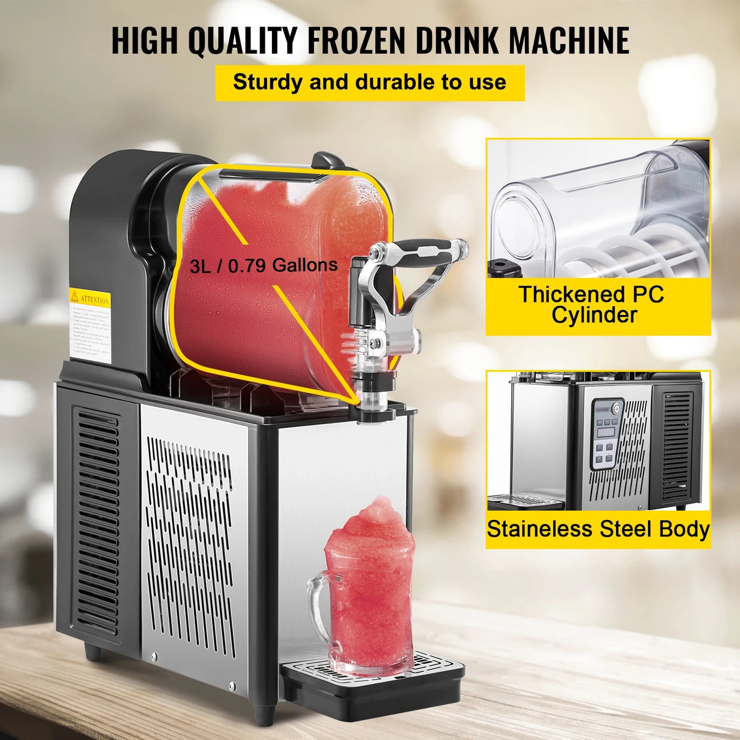 SucceBuy 3/6L 1/2 Jar Commercial Slushie Machine Slush Maker Frozen Drink Dispenser Juice Smoothie Granita Vending Machine
