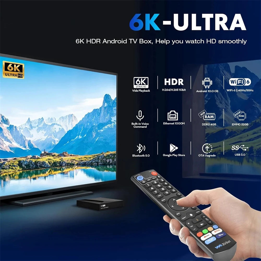 We2USat K3 Pro Android Smart TV Box Streaming Media Player Build in WiFi+Voice Remote Control Better Than Vseebox V5 PRO Free Ch