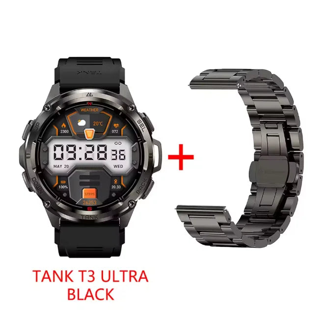 2025 Original KOSPET TANK T3 Ultra GPS Smart Watch for Men Rugged Smartwatch 470mAh Fitness AMOLED Bluetooth Electronic Watches
