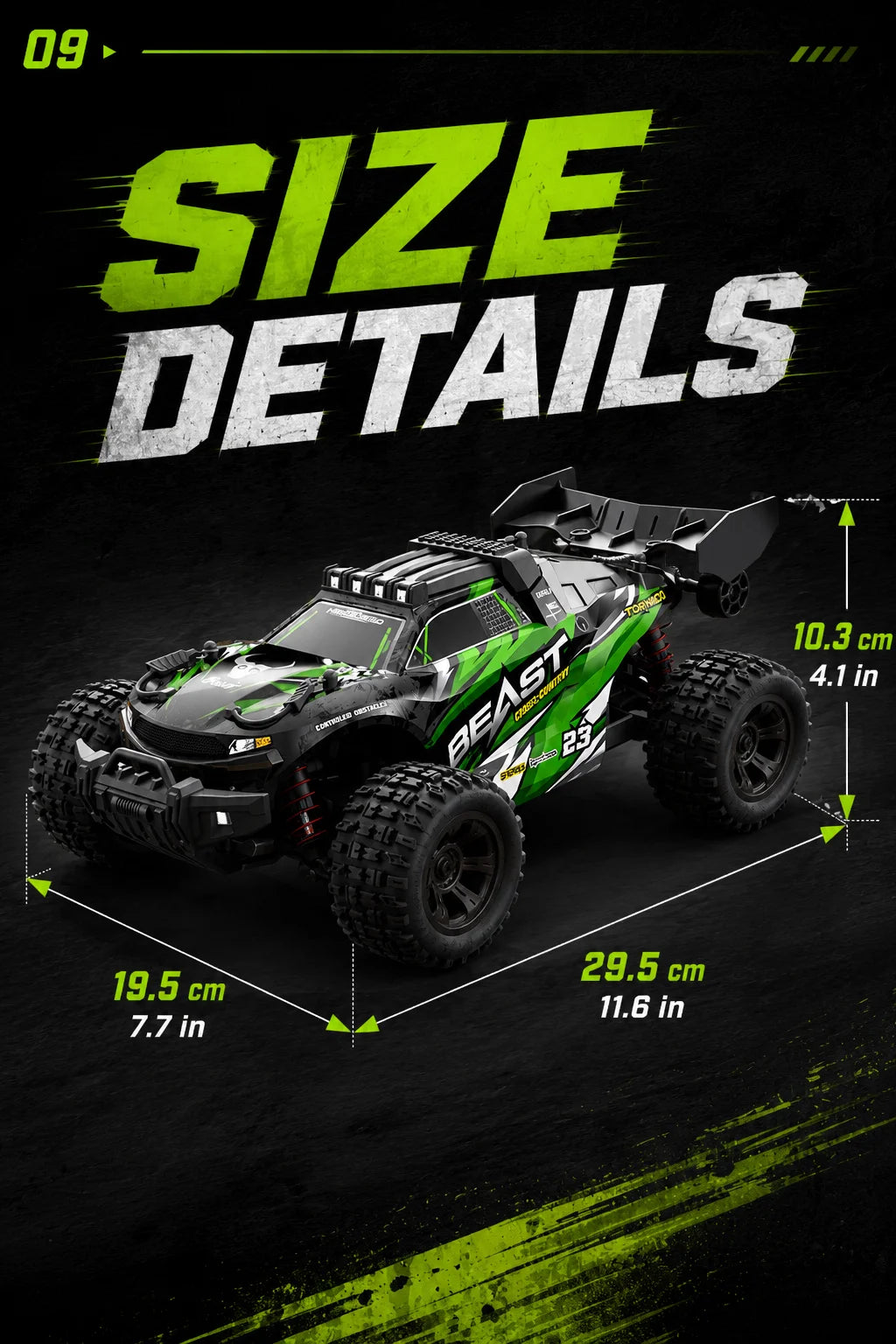 4WD Carbon Brush RC Off Road Car 35KM/H 2.4G Proportional Remote 80M Range Metal Differential Aluminum Alloy Chassis LED Headlight