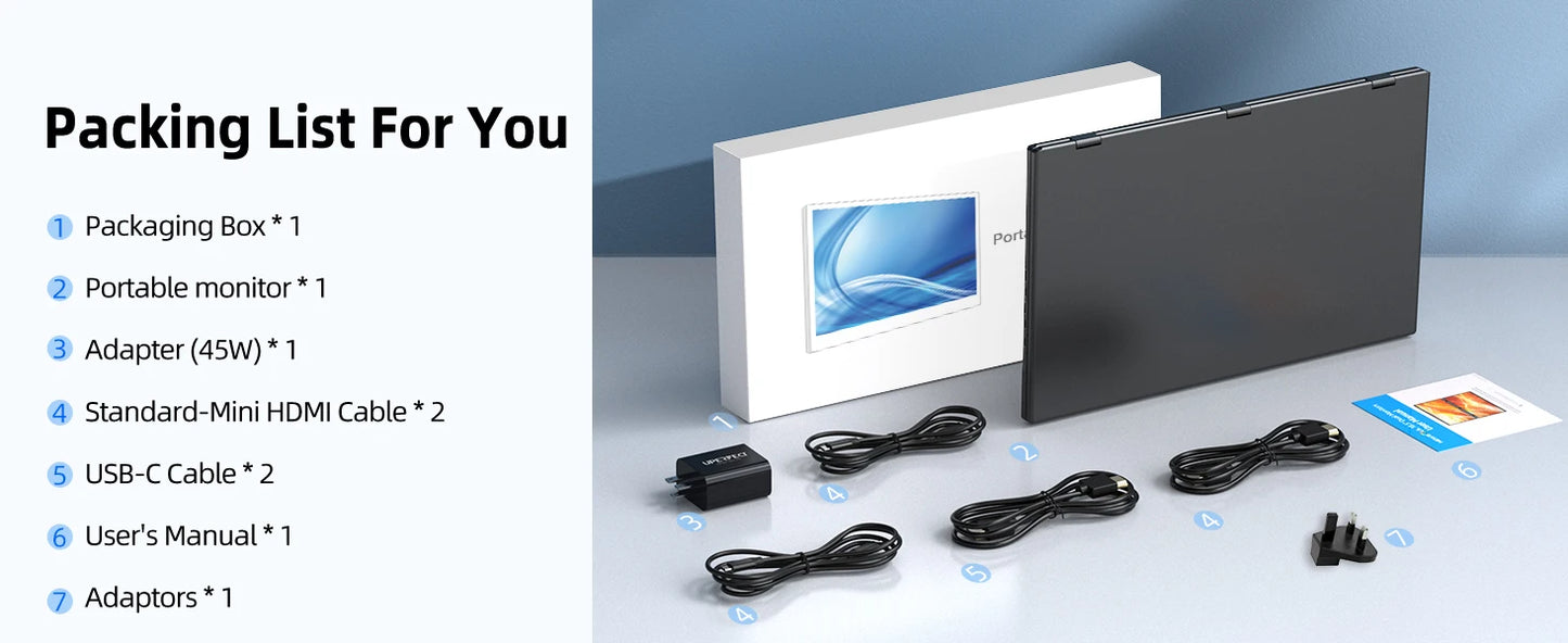 UPERFECT Delta 100HZ Dual Portable Monitor 18.5' 1080P FHD IPS Folding Stacked Triple Laptop Screen Extender USB-C Plug & Play Travel Extended Computer Display For Laptop PC Windows Mac W/Stand & VESA Mountable