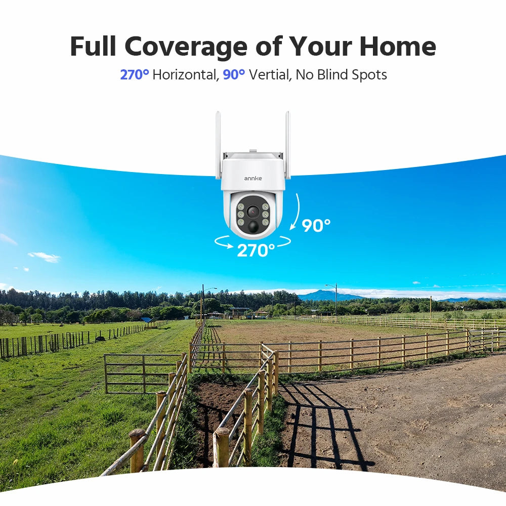 Annke 4MP Wireless PT Solar Camera 16CH NVR 2.4G&5.8G dual-band Security Camera Solar Built-in Battery wireless camera system