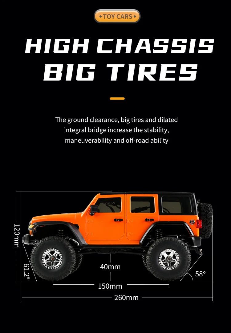 1/18 Scale RC Car C8801 RC Model 2.4G 4WD Simulation Off-Road Crawler Climbing Remote Control Truck with LED Lights Toys