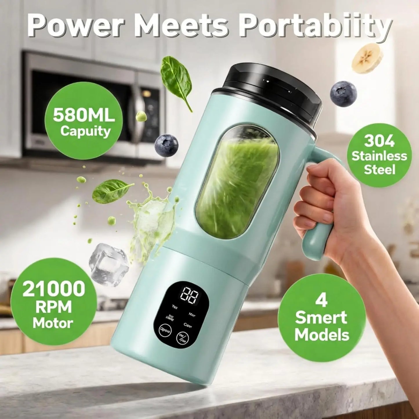 Local Stock New Portable Juice Maker Blender for Shakes Smoothie 580ML Durable Juicer 8 Blades 2 in 1 Blender Bottle Extractor
