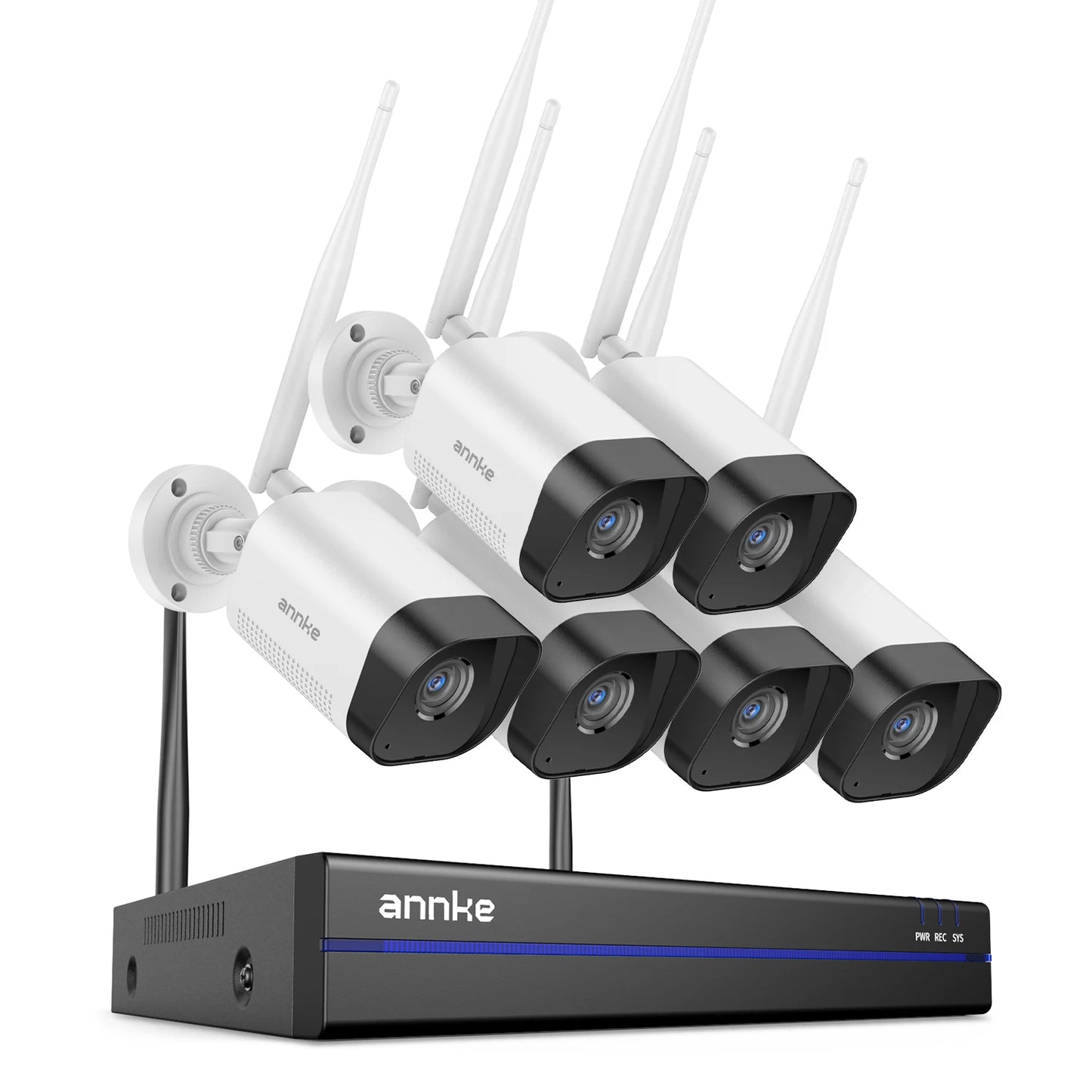 ANNKE WiFi Video Surveillance System with 5MP NVR 3MP IP Cameras Audio Recording Security Cameras AI Detection CCTV Cameras Kit