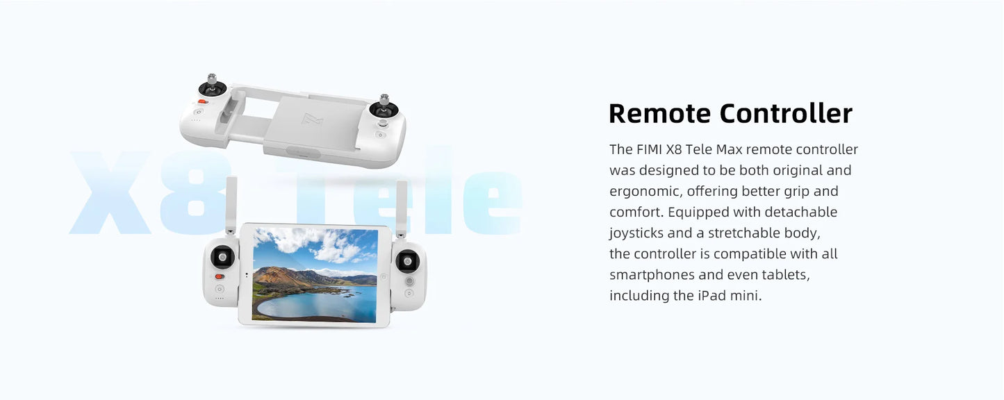 FIMI X8 Tele Max 4K Professional Drone Wide-Angle Tele Camera 30x Hybrid Zoom 3-axis Gimbal AI Super Night Video RC Quadcopter